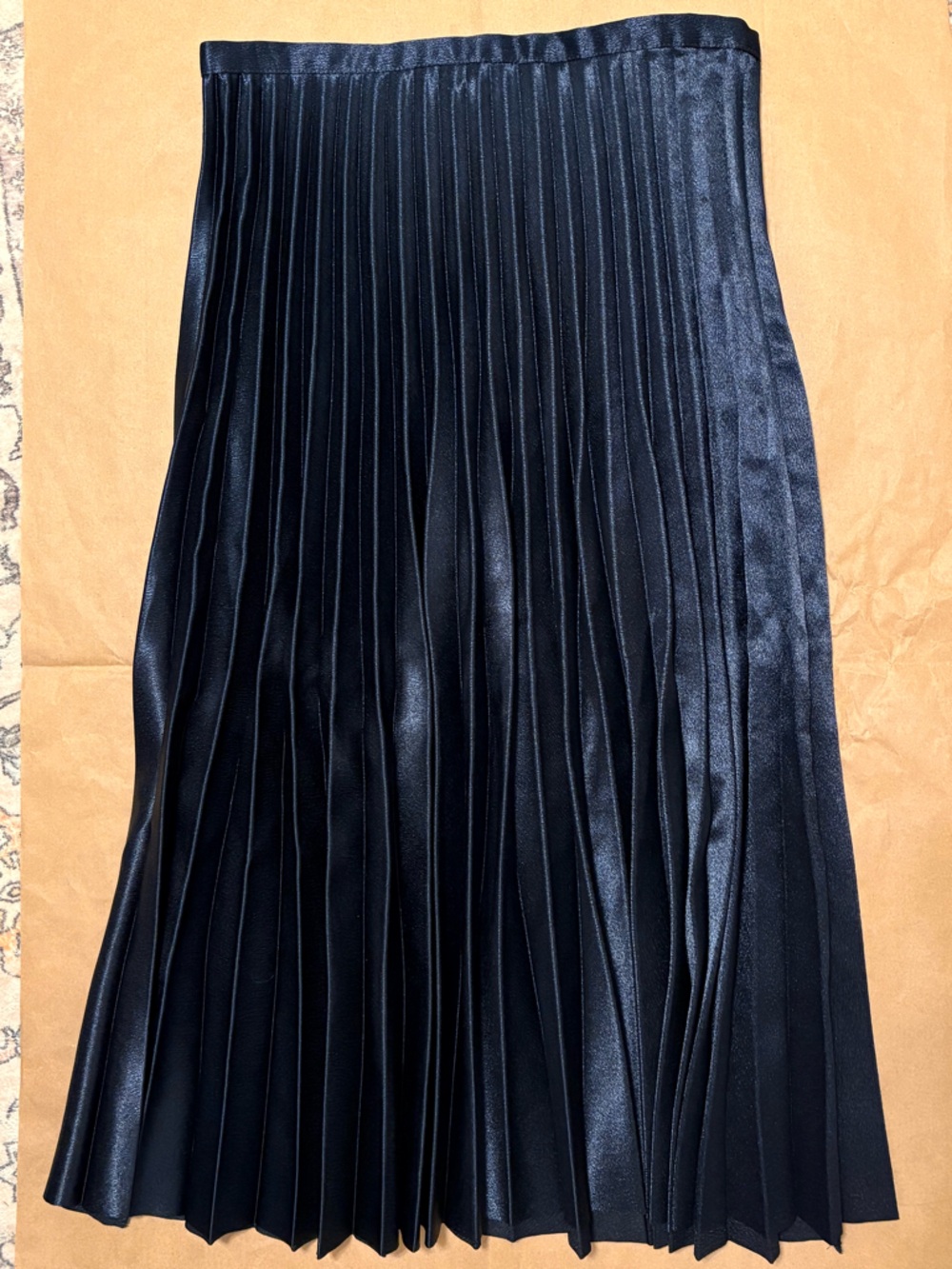 Banana Republic Black Satin Pleated Midi Skirt